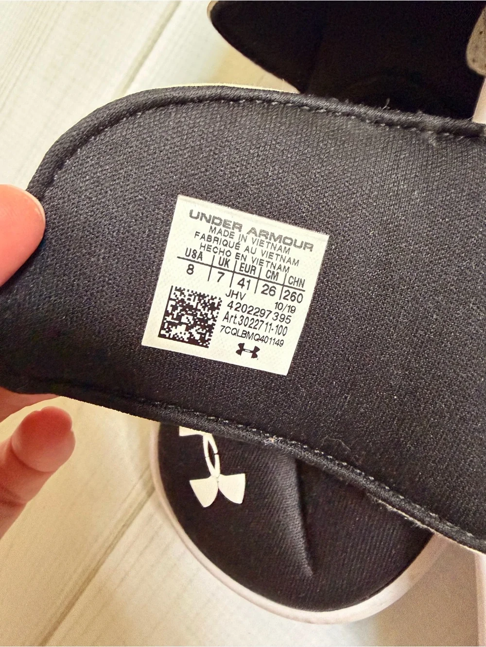 Under Armour Kids Black & White Slide Sandals with Logo Strap